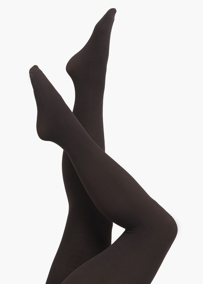 Opaque Chevron Textured Tights, , hi-res