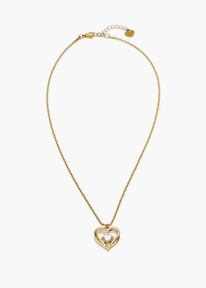 Diamante Heart Necklace, , hi-res