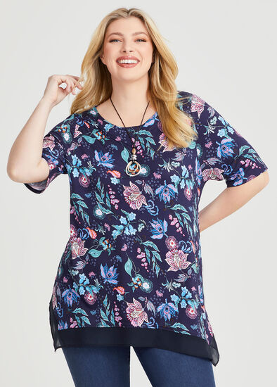 Plus Size Bamboo Batik Chiffon Top
