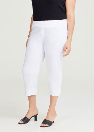 Roaman's Women's Plus Size Scallop-Hem Essential Stretch Capri - 14/16,  White