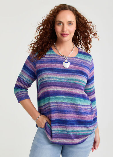 Plus Size Bamboo Cosy Brushed Stripe Top