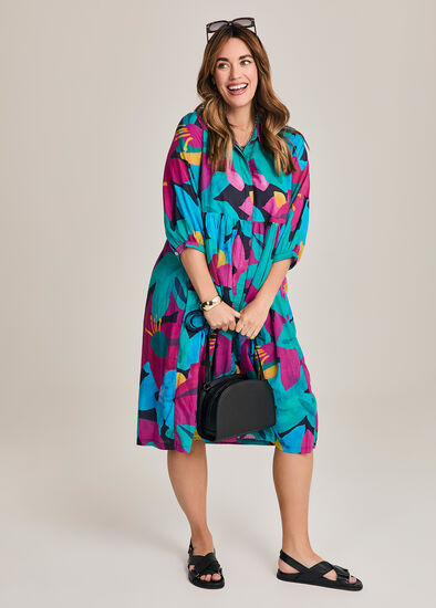 Plus Size Cotton Floral Illusion Dress