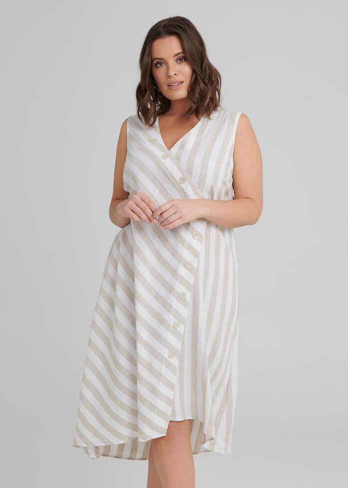 Santo Stripe Linen Dress, , hi-res