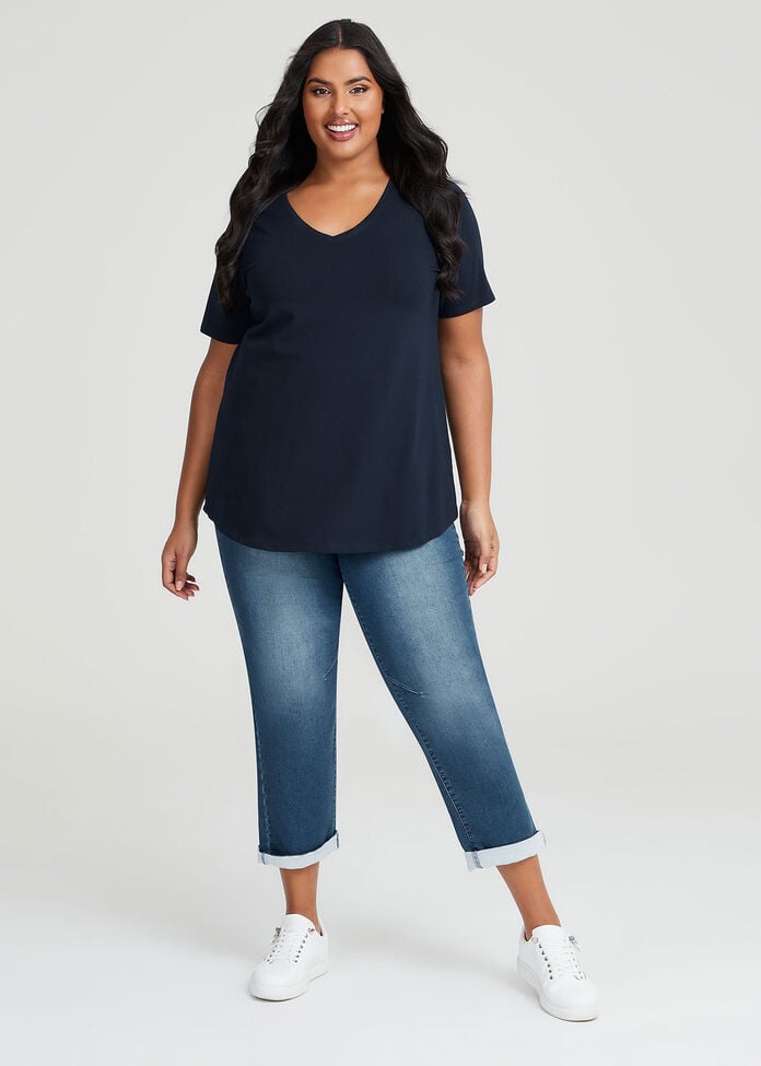 Good Earth Australian Cotton V-neck T-Shirt, , hi-res
