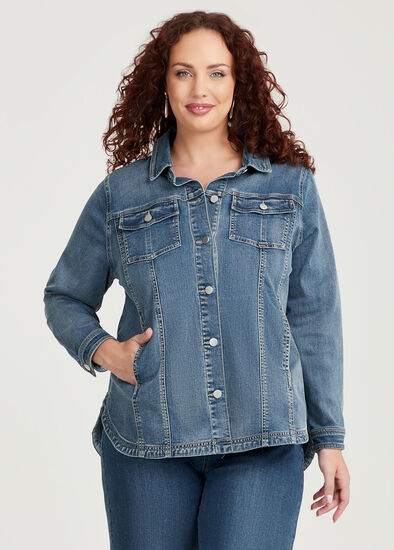 Plus Size Cotton Relaxed Denim Shacket
