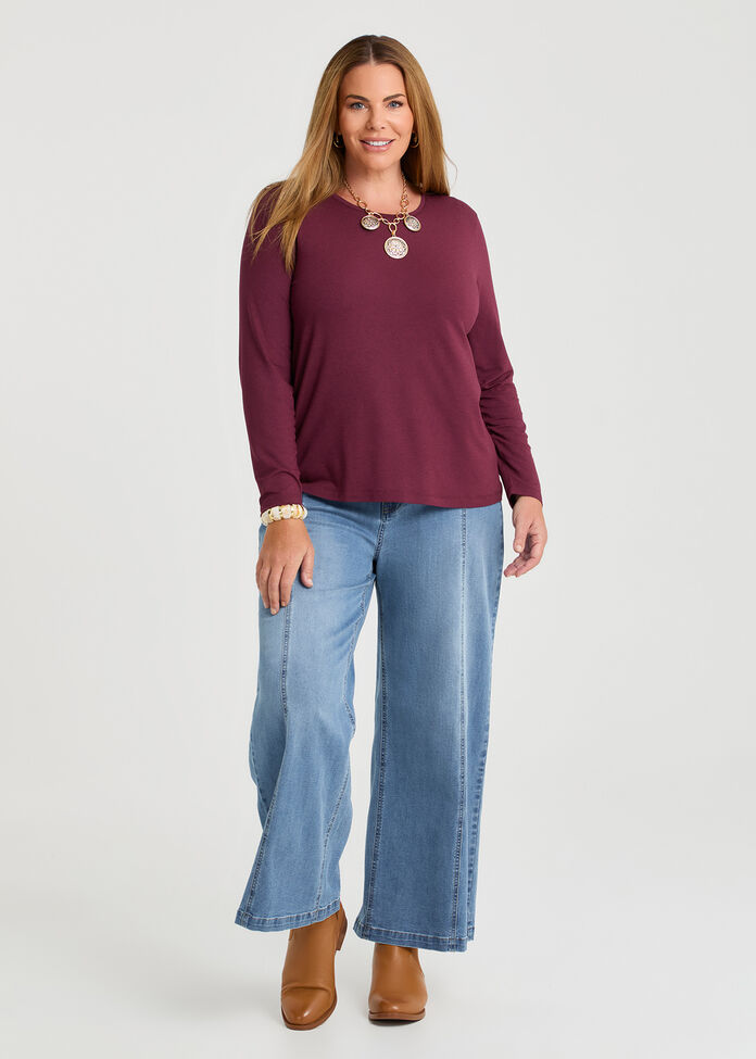Australian Wool Modal Crew Neck Top, , hi-res