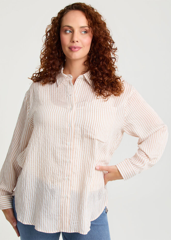 Natural Relaxed Stripe Shirt, , hi-res