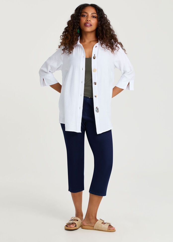 Button & Zip Detail Natural Shirt, , hi-res