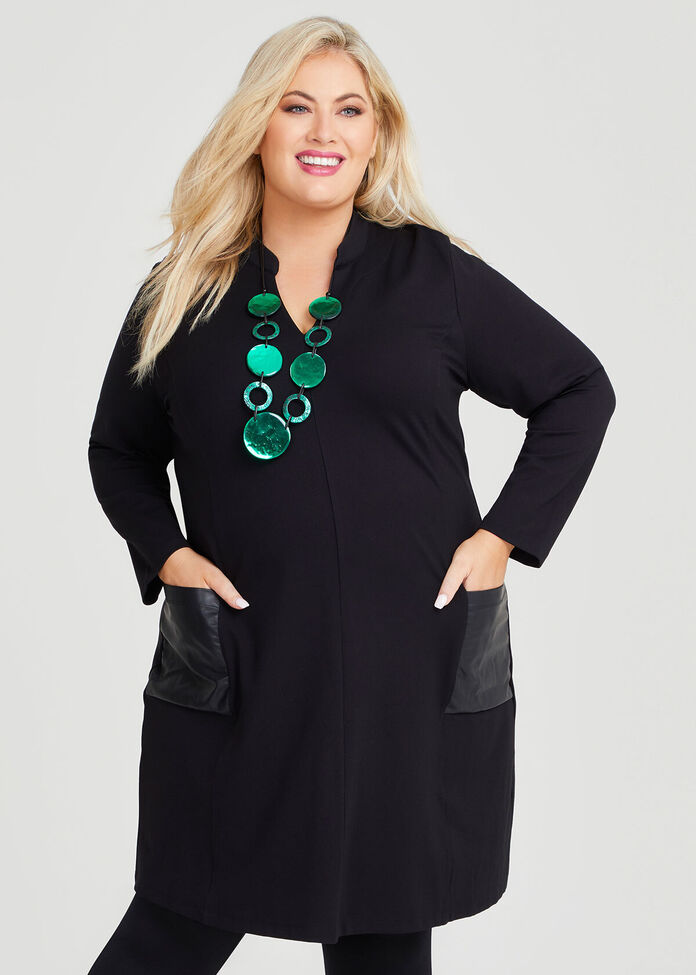 Shop Plus Size Bamboo Ponte Pocket Shift Dress in Black | Taking Shape AU