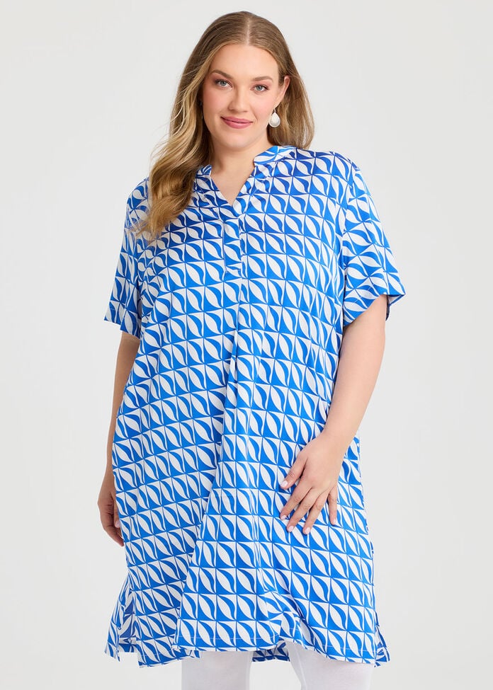 Jade Abstract Print Dress, , hi-res