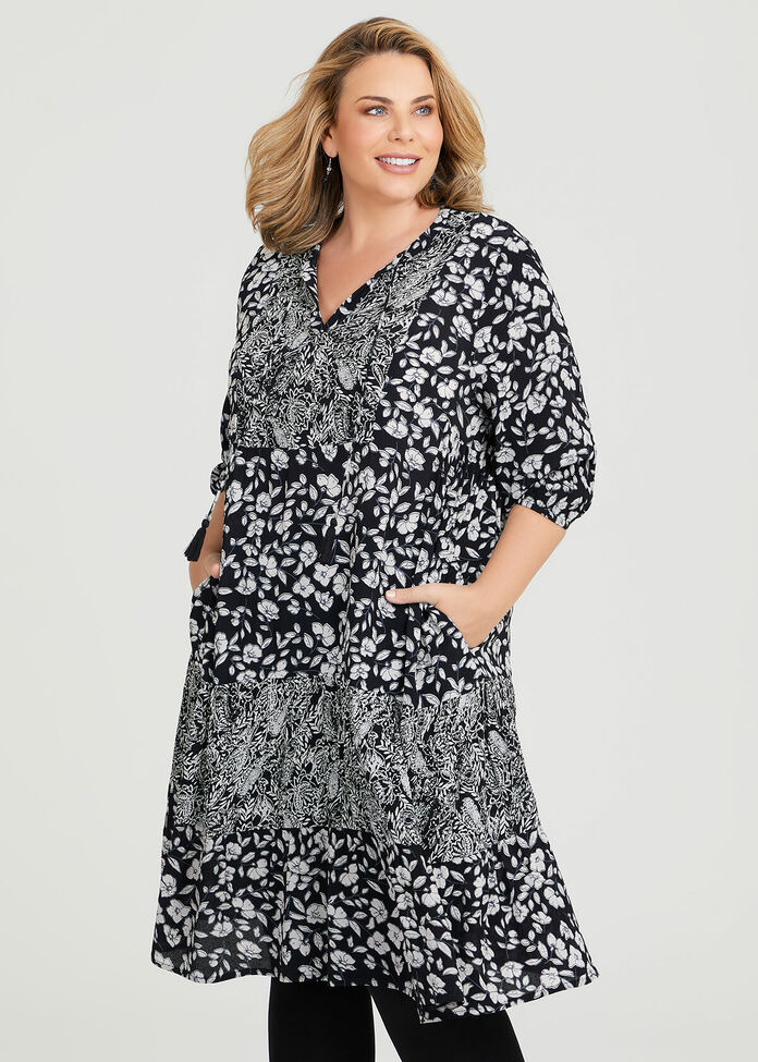 Shop Plus Size Natural Florence Tier Dress in Multi | Taking Shape AU