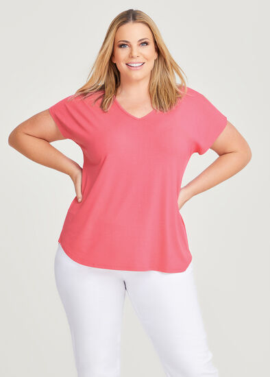 Plus Size Natural Everyday V-neck T-Shirt