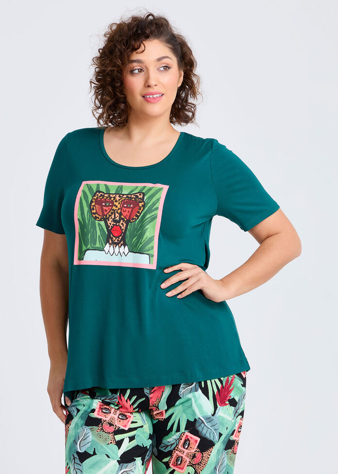 Bouffants Fashion Cheetah Pj Top, , hi-res