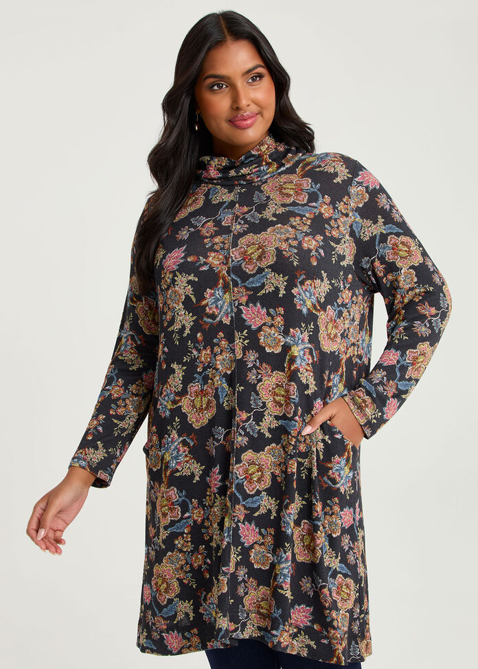 Bamboo Cosy Knit Mock Neck Dress, , hi-res