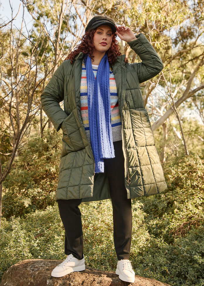 A Line Hooded Puffer Jacket, , hi-res