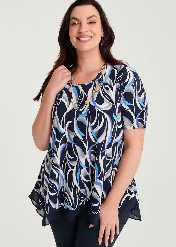 Chiffon Hem Trim Luna Top, , hi-res