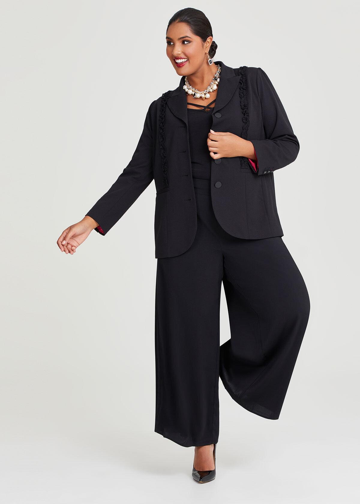 Ruffle shop suit jacket