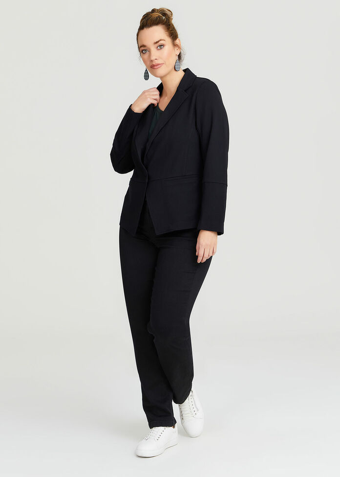 Shop Plus Size Classic Ponte Knit Blazer in Black Taking Shape AU