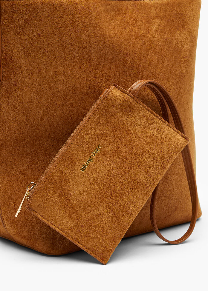 Faux Suede Shoulder Bag, , hi-res