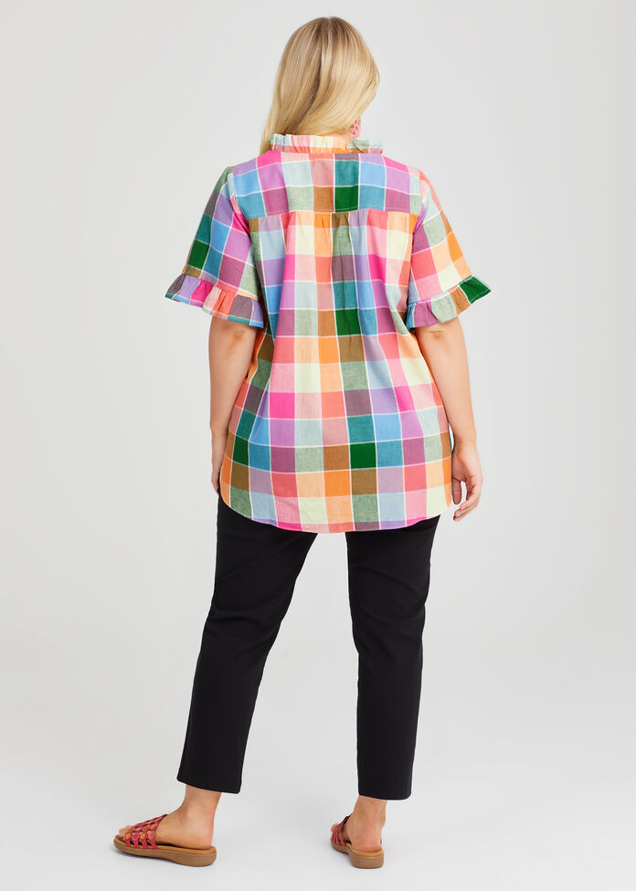 Linen Blend Fit & Flare Top main image 1