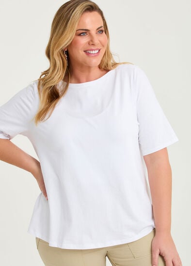 Plus Size Organic Cotton Boat Neck Top