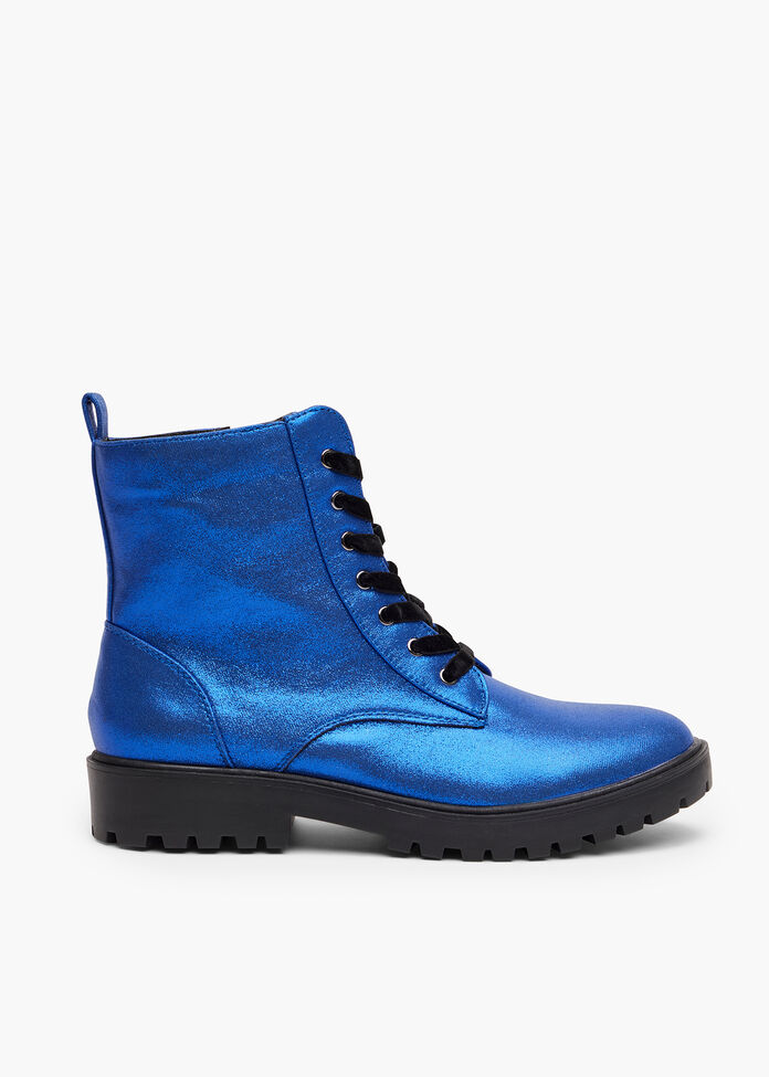 Sparkly Lace Up Boot, COBALT, hi-res