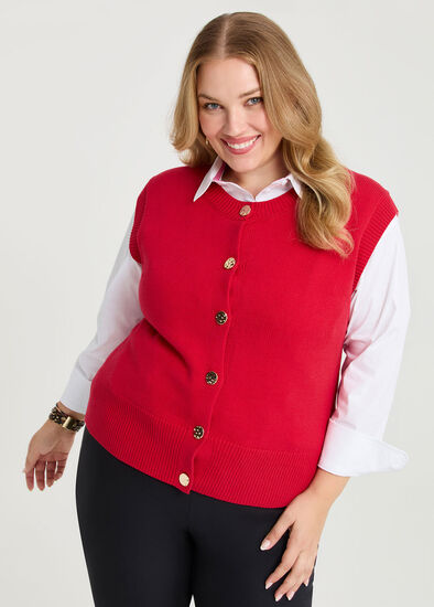 Plus Size Button Through Vest