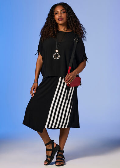 Plus Size Natural Kaia Stripe Skirt