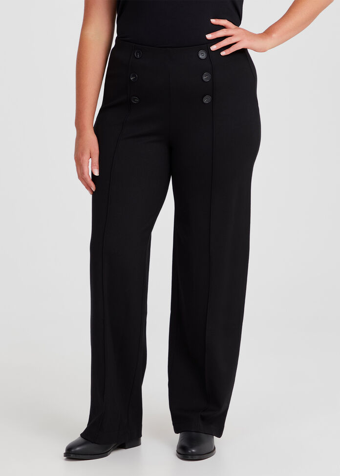 Ponte Wide Leg Pintuck Pant, , hi-res