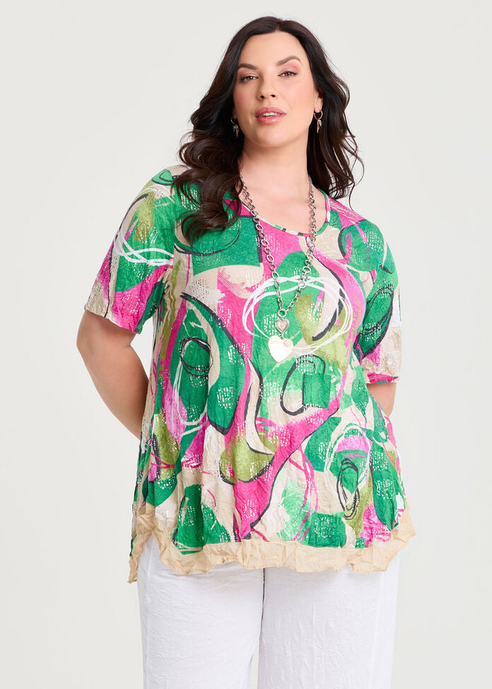 Foil Crush Bamboo Top, , hi-res