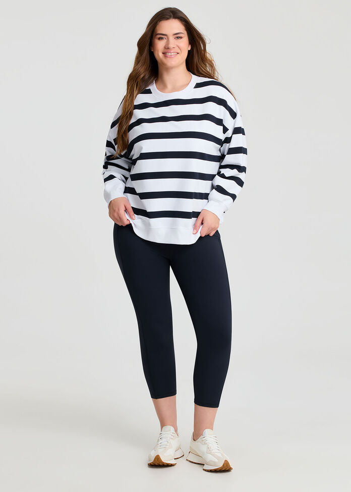 Cotton Linear Stripe Sweatshirt, , hi-res
