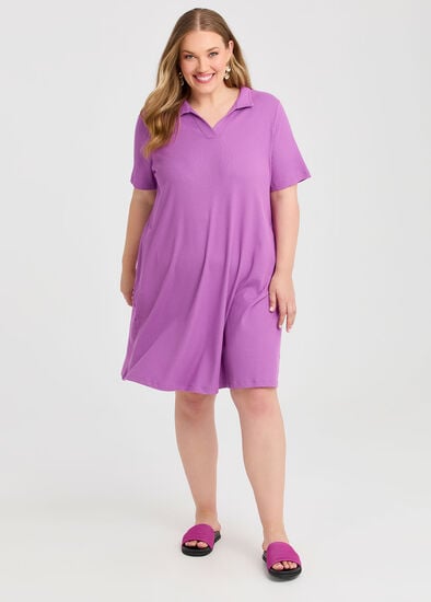 Plus Size Collared Rib Dress