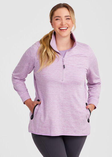 Plus Size Active Spacedye Half Zip Top