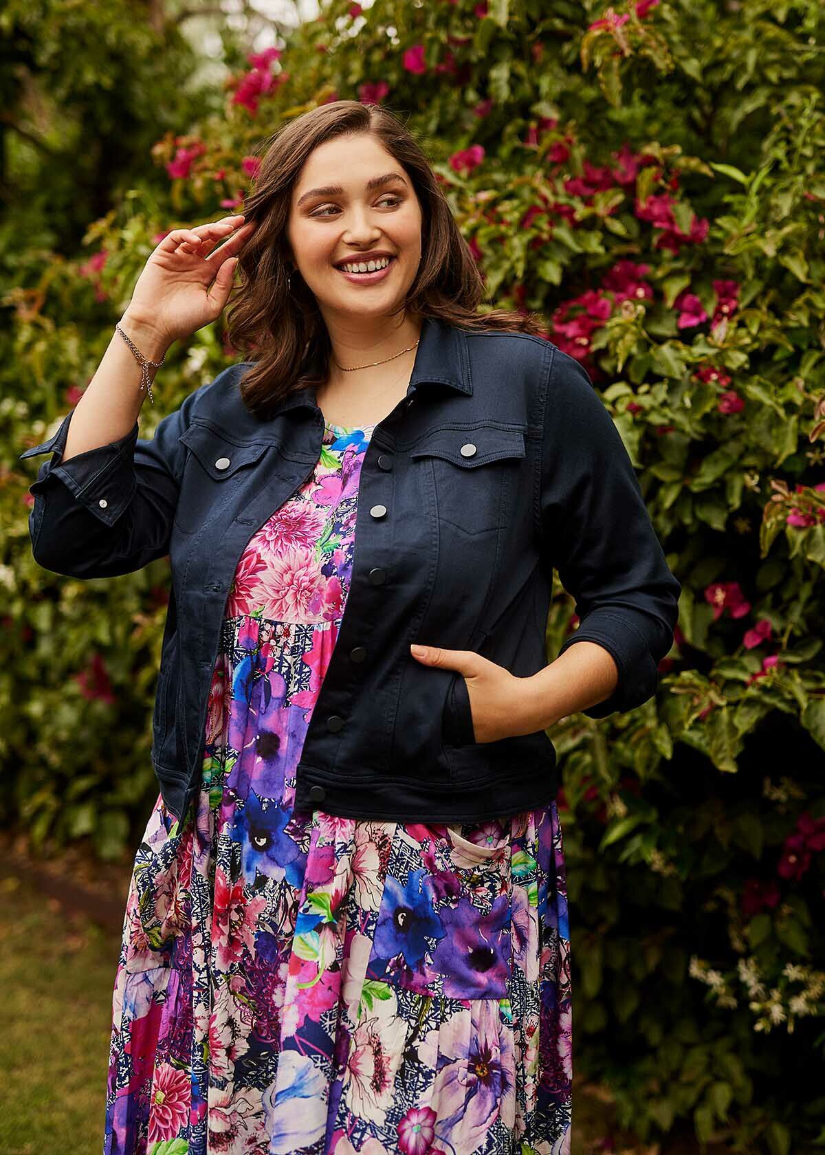 Plus size colored denim jacket cheap