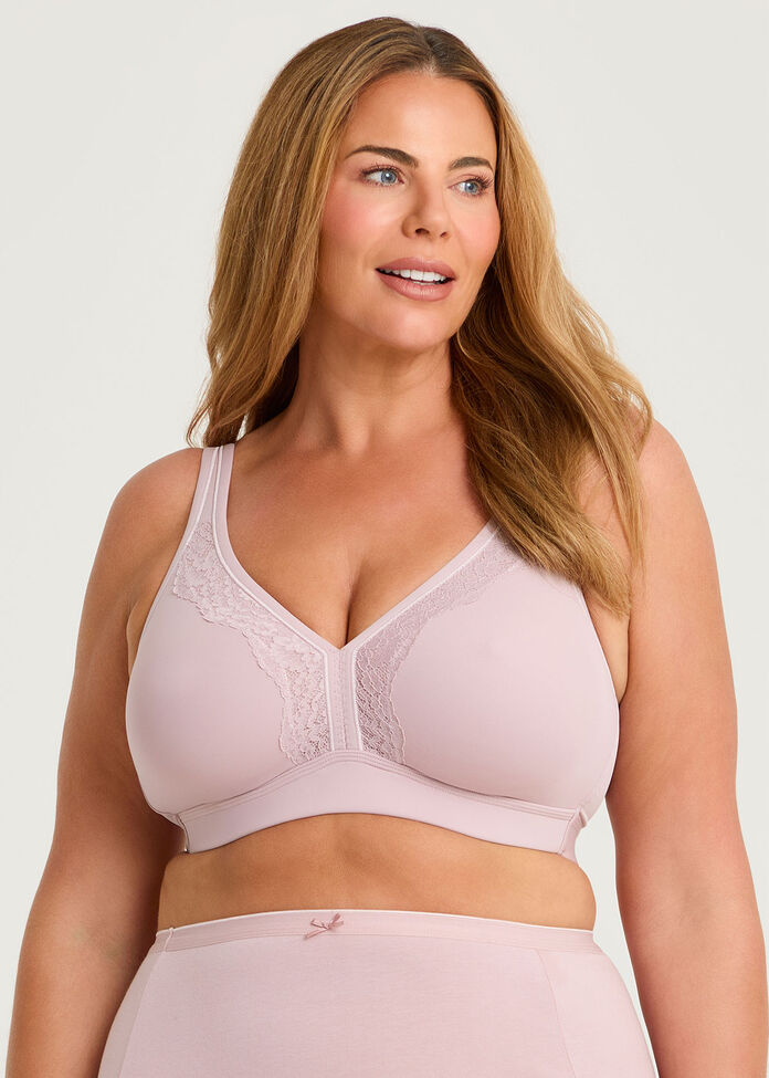 Wirefree Cooling Lace Trim Bra, , hi-res