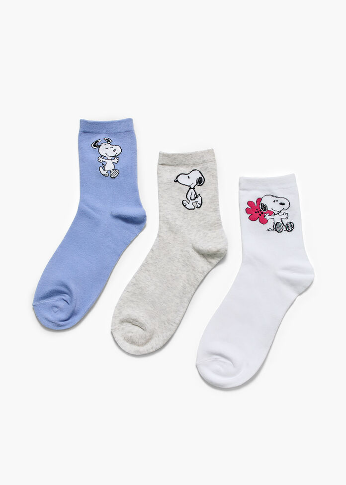 3 Pack Snoopy Cotton Socks, , hi-res