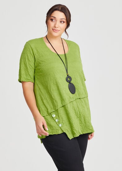 Plus Size Angle Peplum Cotton Mix Crush Top
