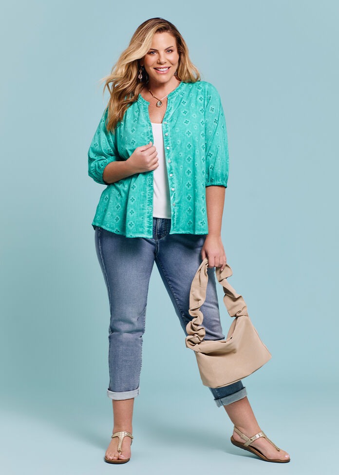 Cotton Floral Broderie Top, , hi-res
