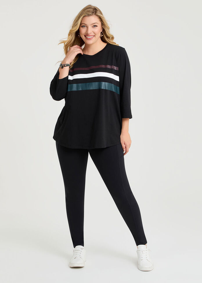 Active Cotton Stripe Top, , hi-res