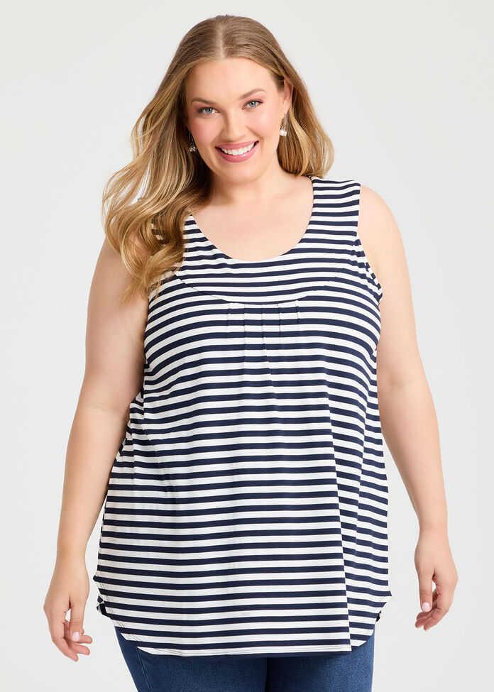 Rosie Stripe Tank, NAVY, hi-res