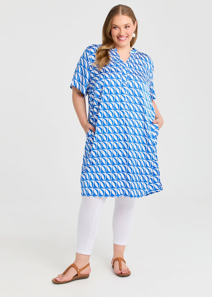 Jade Abstract Print Dress, , hi-res