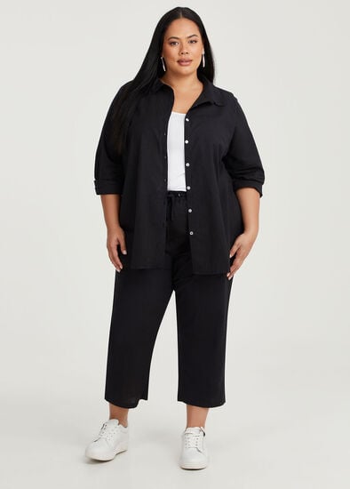 Plus Size Cotton Linen Culotte