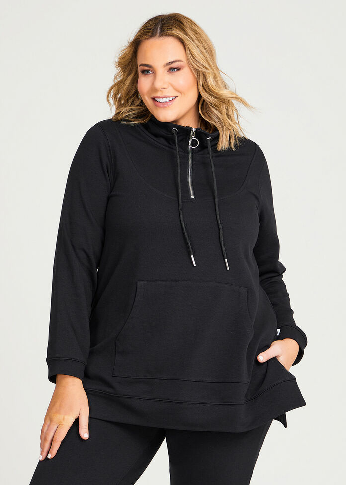 Shop Plus Size Funnel Neck Active Tunic in Black | Taking Shape AU