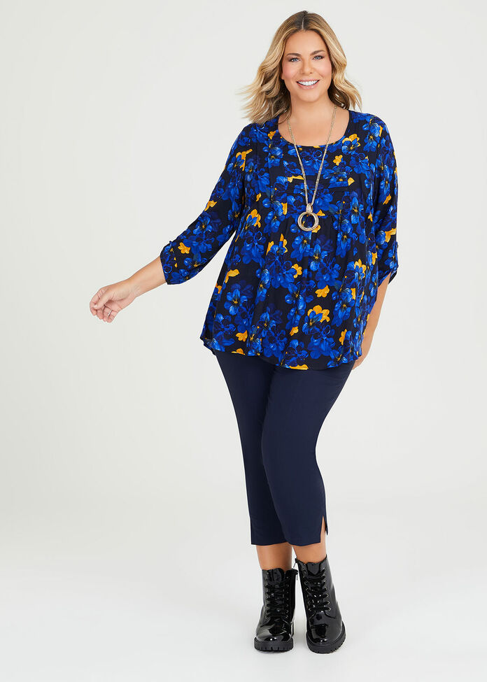 Bamboo Floral Blues Tunic, , hi-res