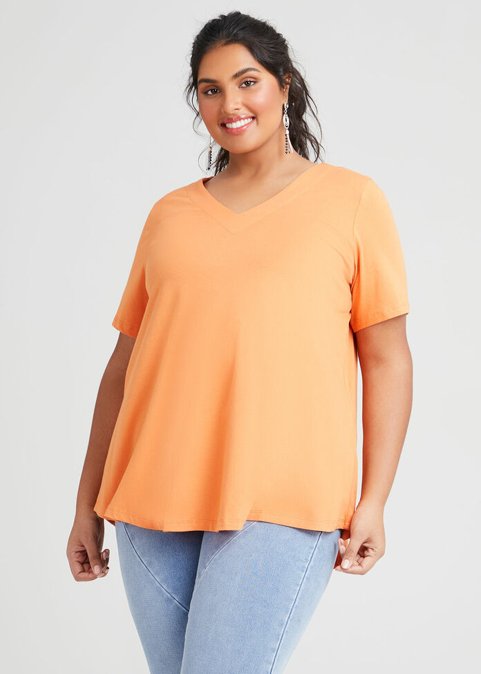 Organic V-neck Swing Basic Tee, , hi-res