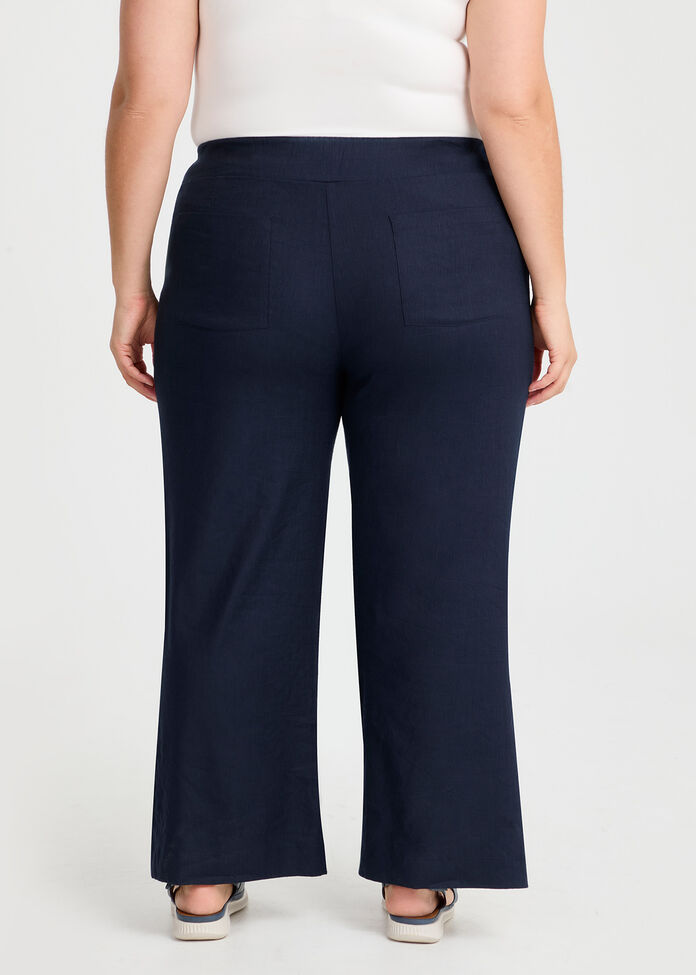 Petite Stretch Linen Bea Wide Pant, , hi-res
