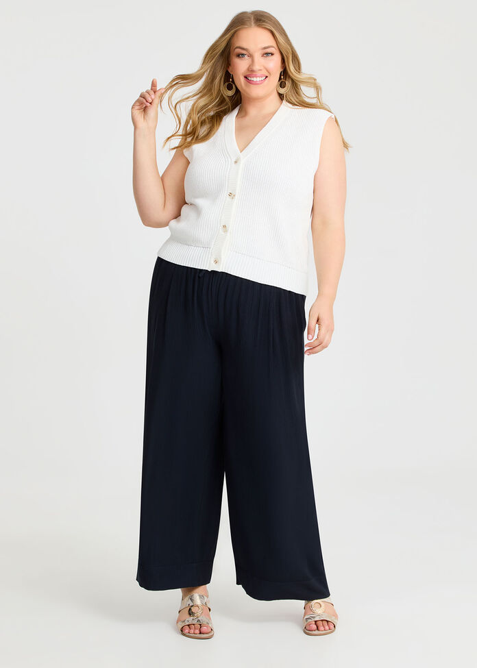 Cotton Button Up Knit Vest, , hi-res