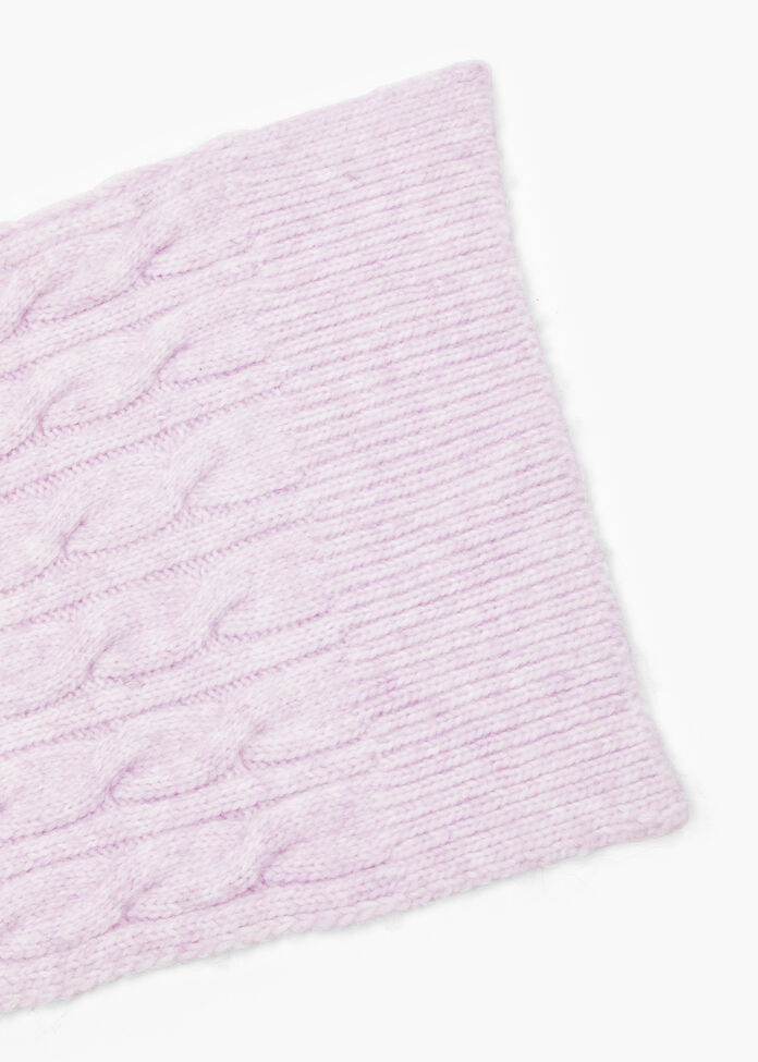 Mottled Cable Knit Scarf, , hi-res