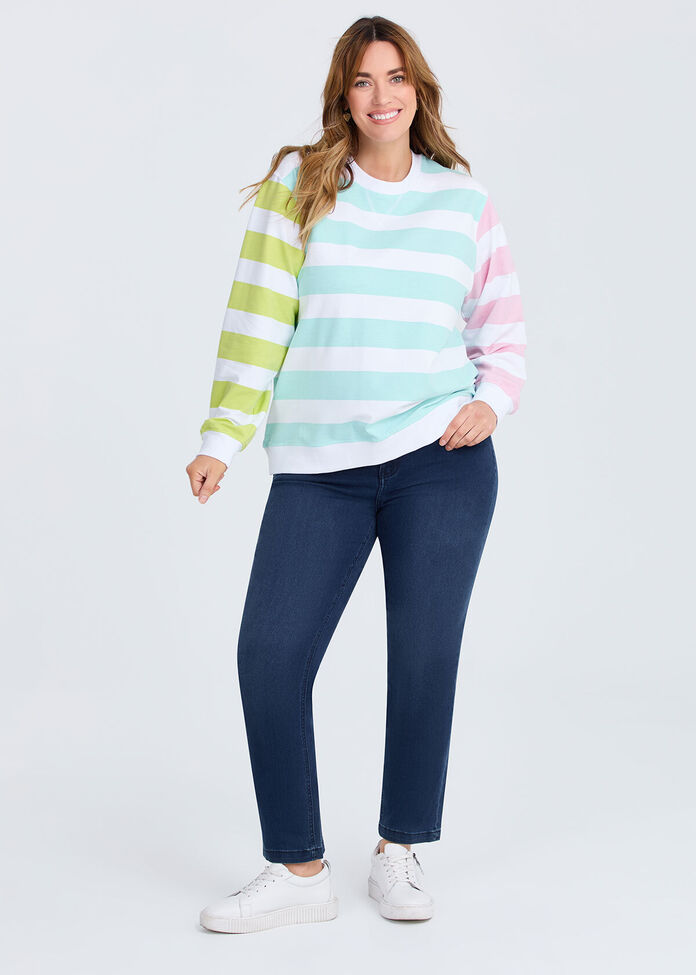 Cotton Sorbet Stripe Sweatshirt, , hi-res