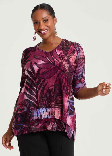 Plus Size Botanical Burnout Top